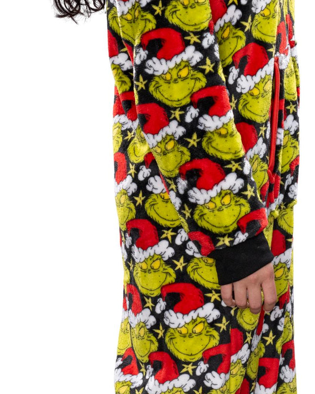 la combinaison pyjama Grinch avec bonnet de Père Noël pour homme et femme,