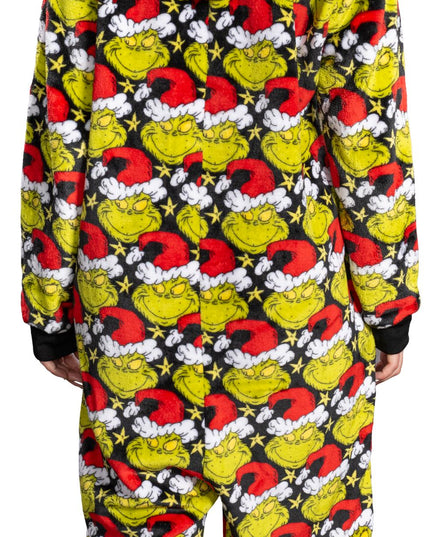 la combinaison pyjama Grinch avec bonnet de Père Noël pour homme et femme,