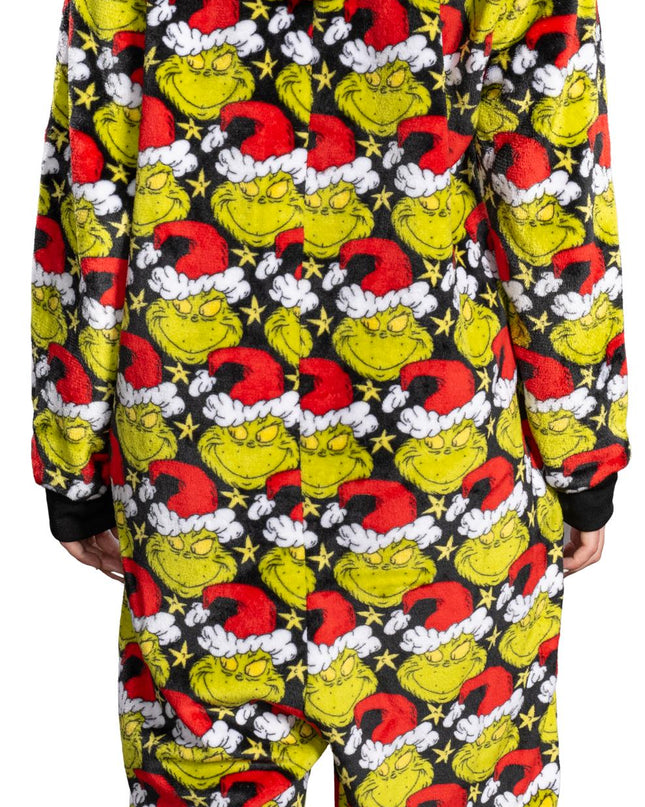 la combinaison pyjama Grinch avec bonnet de Père Noël pour homme et femme,