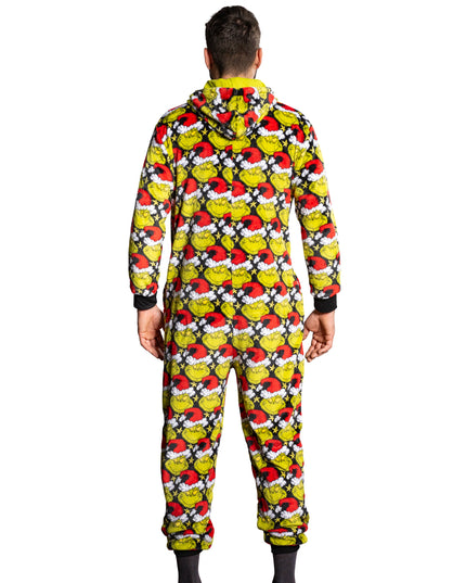la combinaison pyjama Grinch avec bonnet de Père Noël pour homme et femme,
