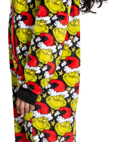 la combinaison pyjama Grinch avec bonnet de Père Noël pour homme et femme,