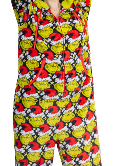 la combinaison pyjama Grinch avec bonnet de Père Noël pour homme et femme,