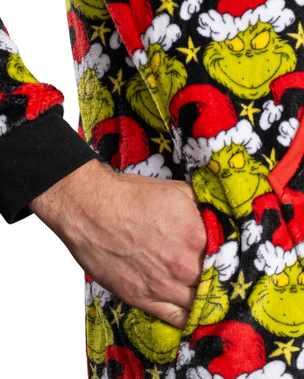 la combinaison pyjama Grinch avec bonnet de Père Noël pour homme et femme,
