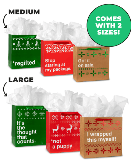 Funny Christmas Gift Bags - Set of 6
