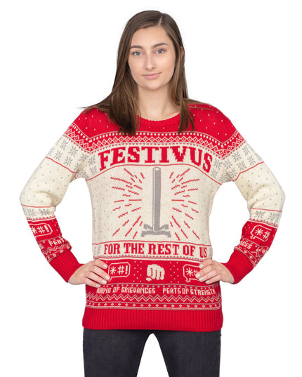 Pull de Noël moche Seinfeld pour femme, style Festivus