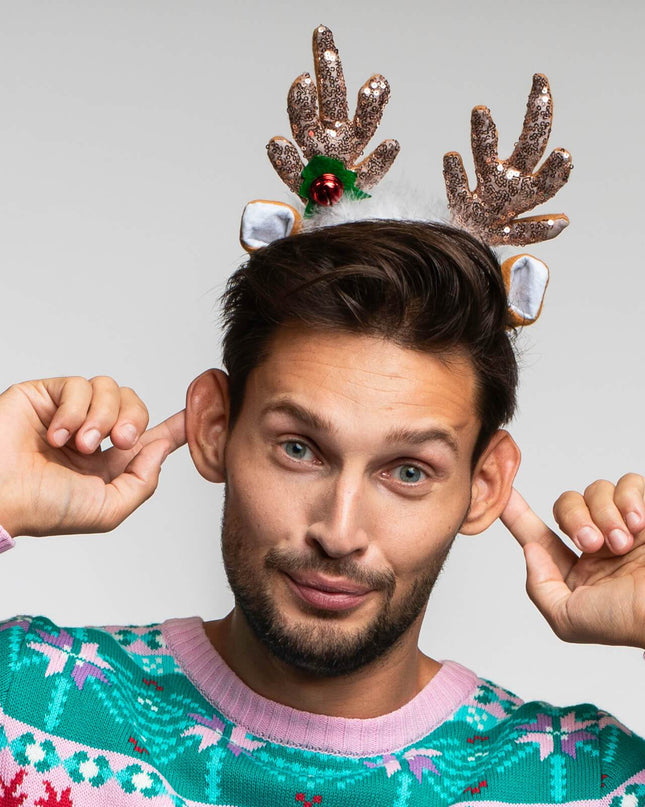 serre-tête à paillettes en forme de renne