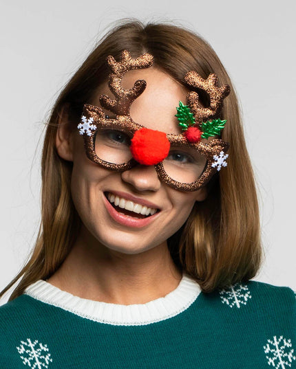 Lunettes à motif de renne brillant