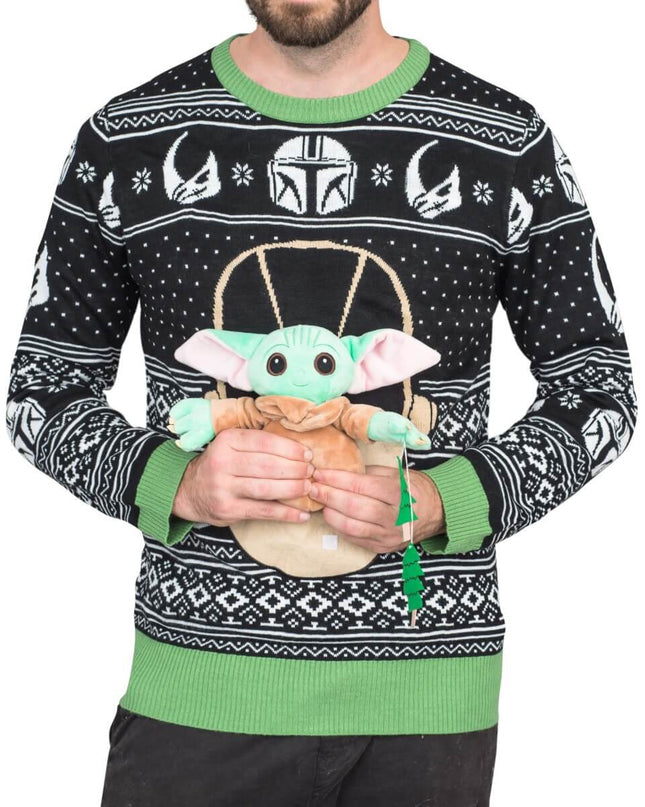 Pull de Noël moche Star Wars Baby Yoda avec lumières