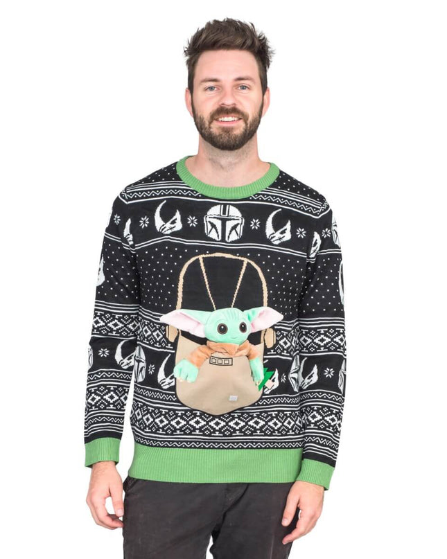 Pull de Noël moche Star Wars Baby Yoda avec lumières