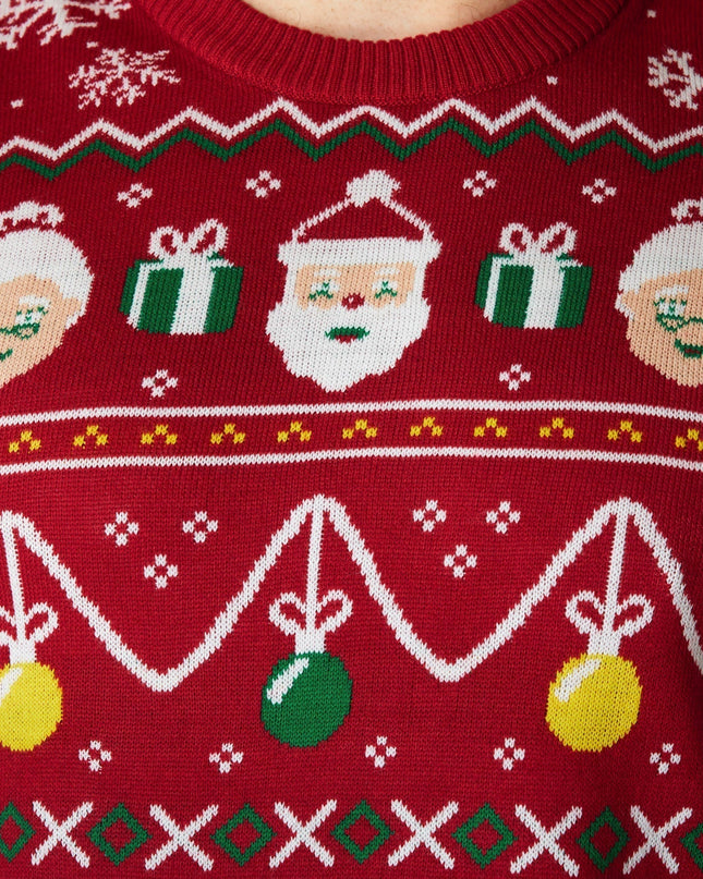 Pull de Noël rayé rouge pour femme