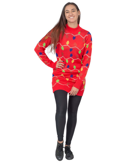Robe pull de Noël moche à guirlandes lumineuses pour femmes