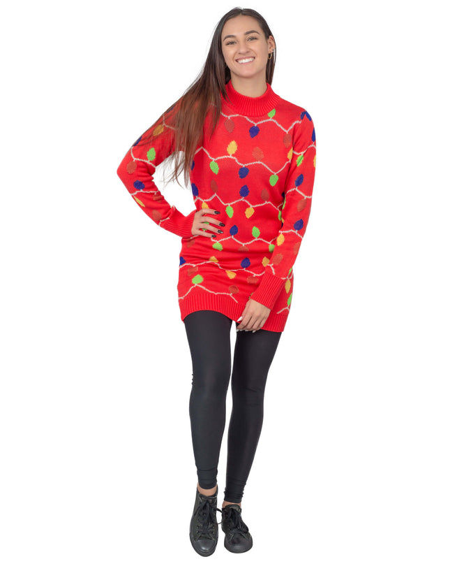 Robe pull de Noël moche à guirlandes lumineuses pour femmes