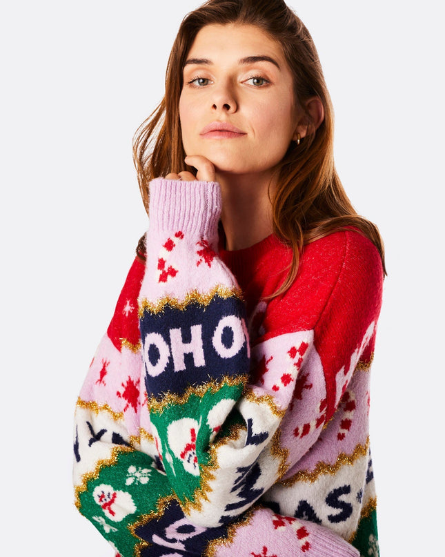 Pull de Noël rayé oversize pour femme