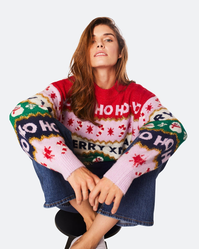 Pull de Noël rayé oversize pour femme