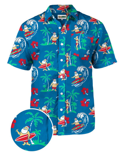 Men's Surf's Up Santa Hawaiian Shirt