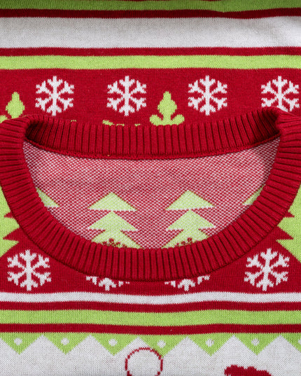 Pull de Noël moche avec bonnet de Père Noël T-Rex en 3D et effet cadeau.