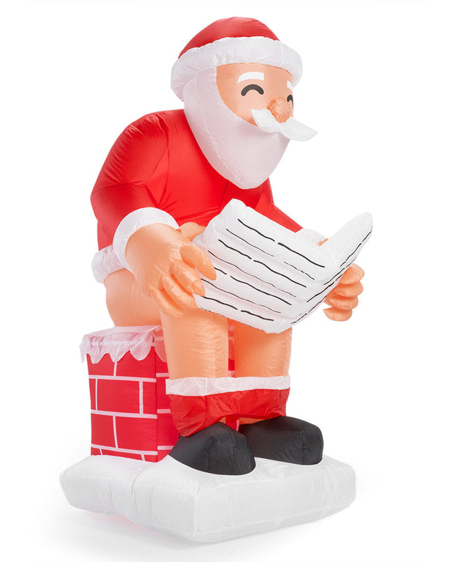 Santa's Log on the Fire Christmas Inflatable Decoration