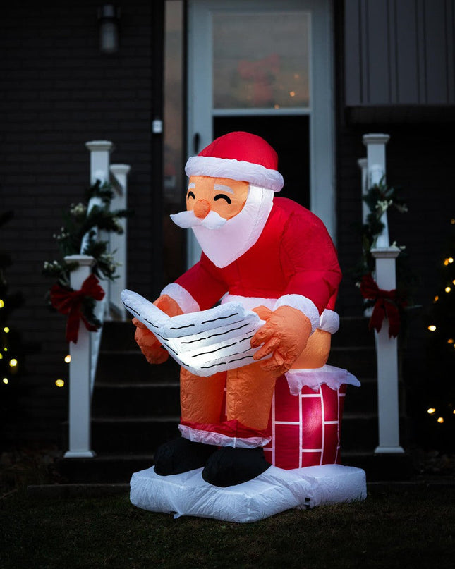 Santa's Log on the Fire Christmas Inflatable Decoration