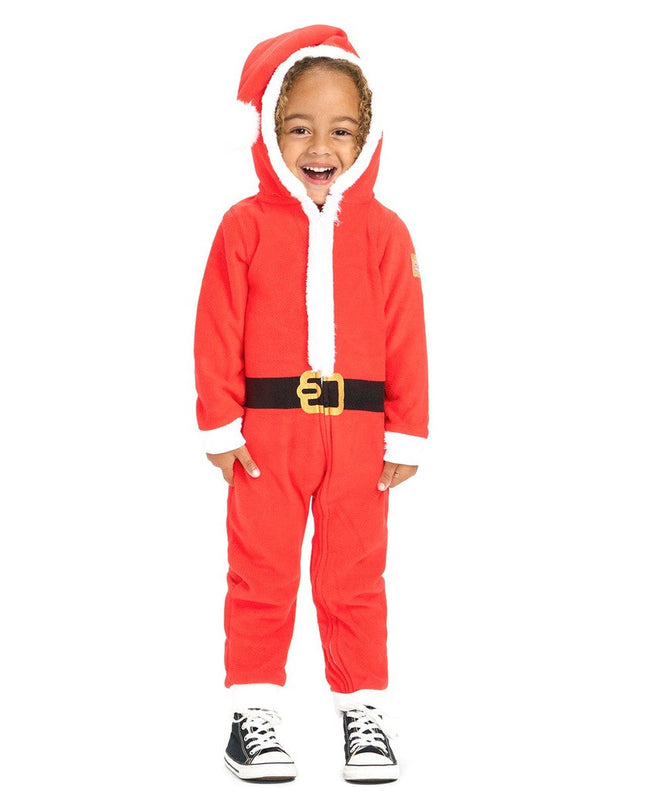 Toddler Boy's Santa Jumpsuit With Fur