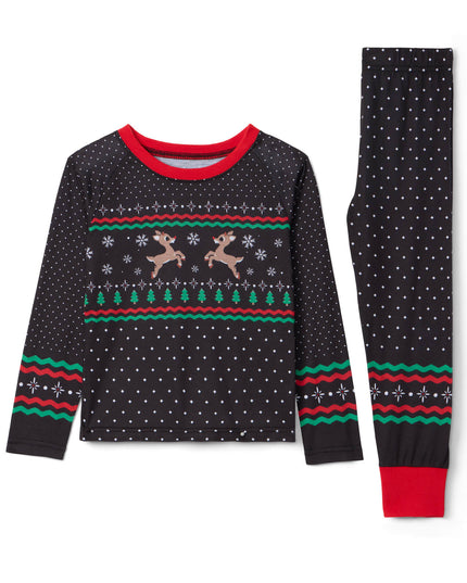 Toddler Girl's Fair Isle Rudolph Crew Neck Pajama Set