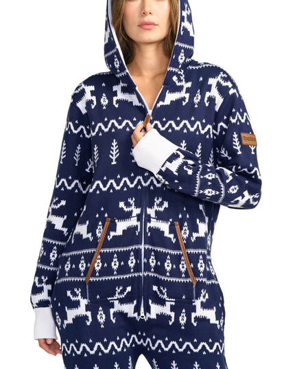 Women's Navy Fair Isle Knit Jumpsuit