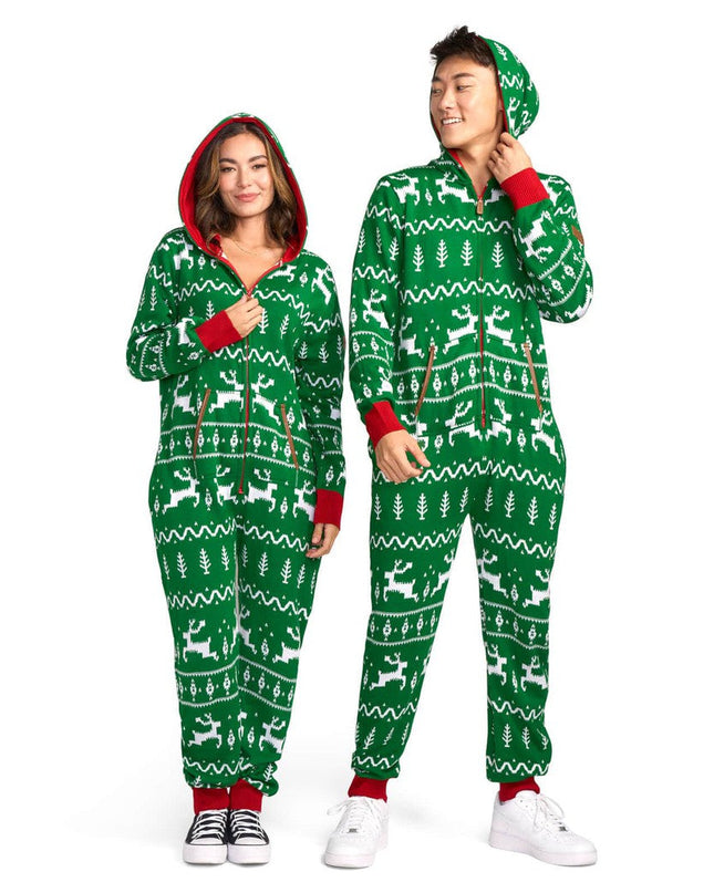 Men's Green Fair Isle Knit Jumpsuit