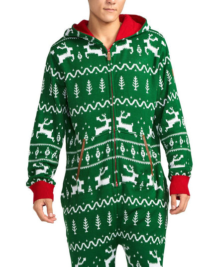 Men's Green Fair Isle Knit Jumpsuit