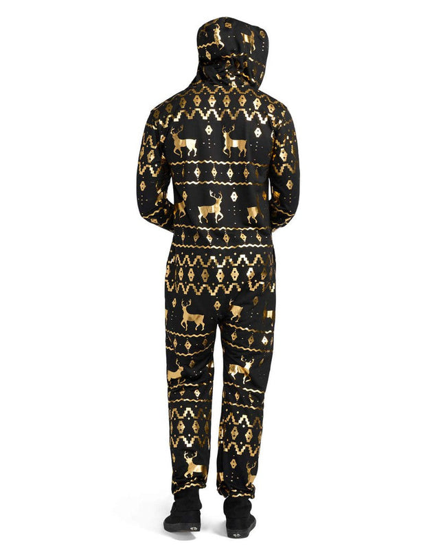 Men's Gold Foil Fair Isle Reindeer Jumpsuit