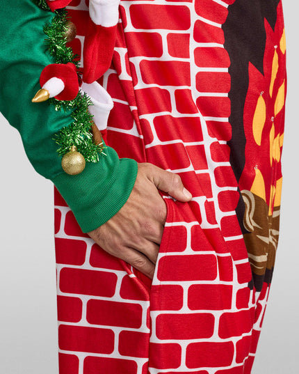 Men's Festive Fireplace Light Up Jumpsuit