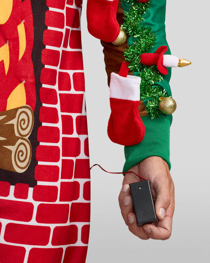 Men's Festive Fireplace Light Up Jumpsuit