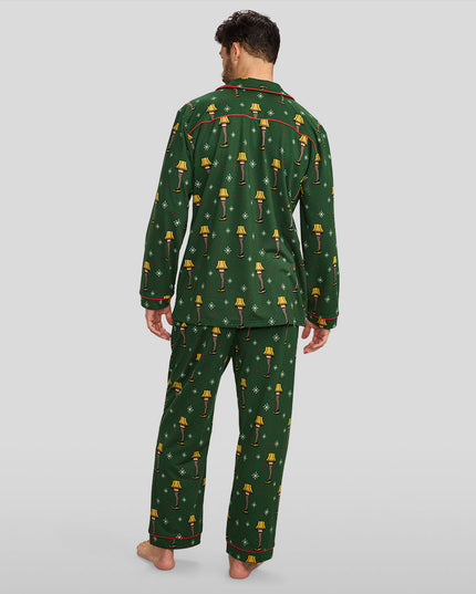 Men's Christmas Story Leg Lamp Lapel Pajama Set