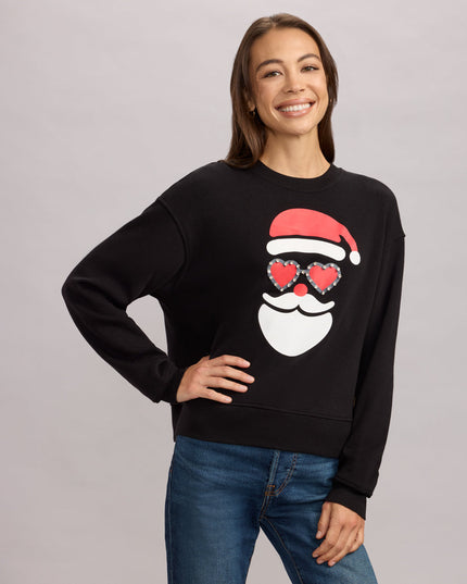 Women's Shimmering Santa Rhinestone Embellished Sweatshirt