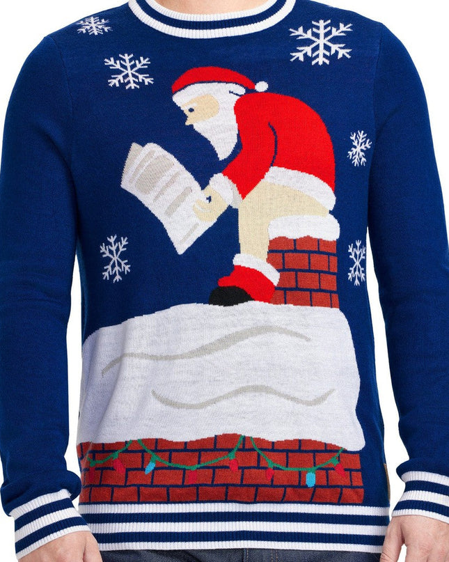 Men's Santa's Log on the Fire Ugly Christmas Sweater