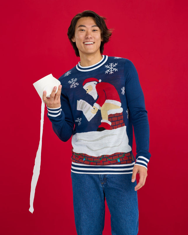 Men's Santa's Log on the Fire Ugly Christmas Sweater