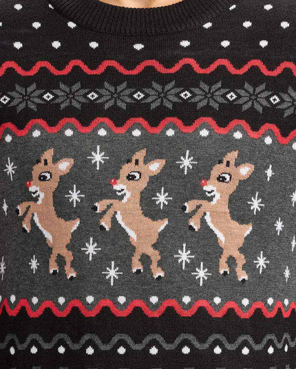 Men's Dark Fair Isle Rudolph Ugly Christmas Sweater
