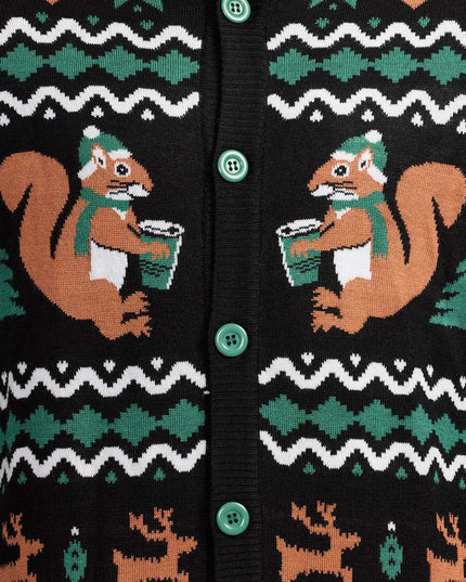 Men's Nutty Noel Ugly Christmas Cardigan Sweater