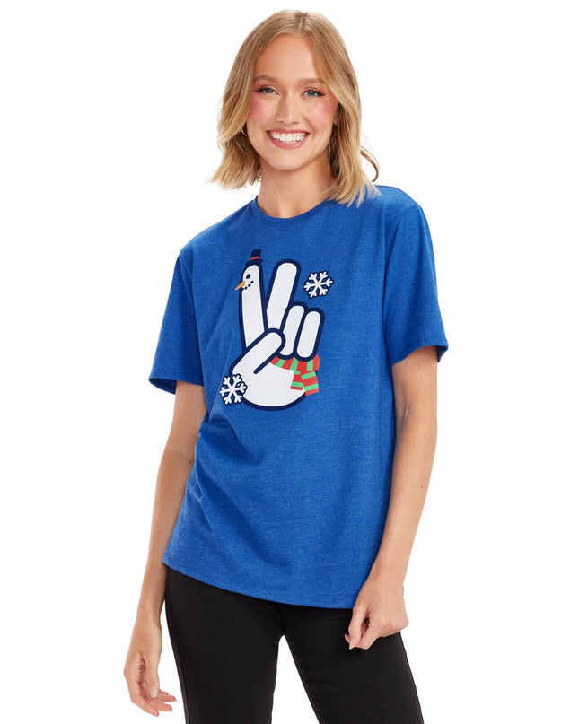 Women's Peace, Love, and Snow Oversized Boyfriend Tee