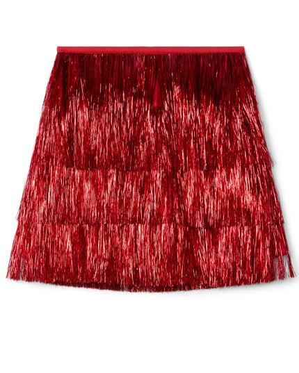 Women's Red Tinsel Fringe Shorts