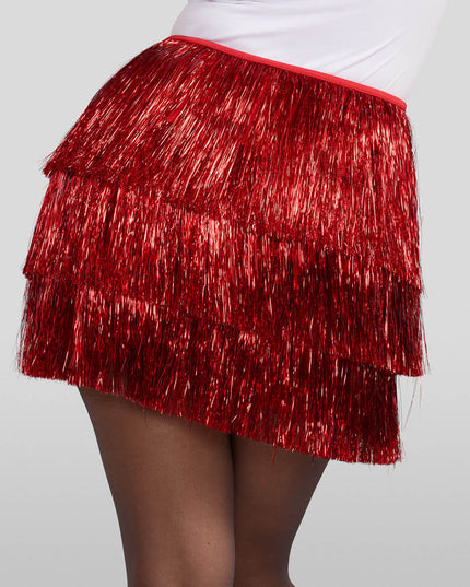 Women's Red Tinsel Fringe Shorts