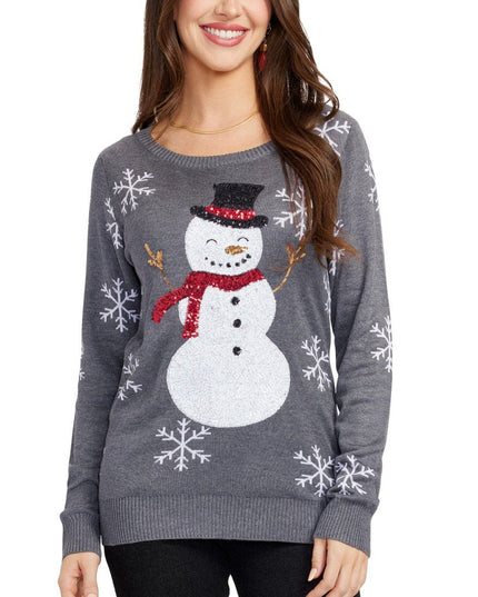 Women's Sequined Snow Day Ugly Christmas Sweater