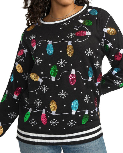 Women's Midnight String of Lights Ugly Christmas Sweater
