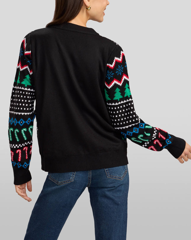 Women's Fair Isle Rudolph Light Up Christmas Cardigan Sweater