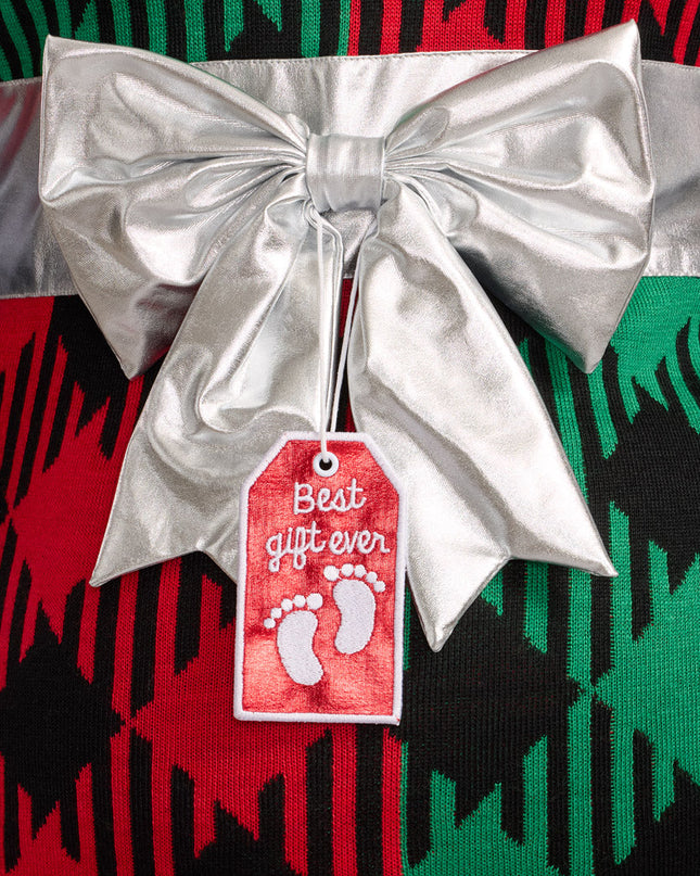 Women's Best Gift Ever Maternity Bow Christmas Sweater