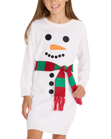 Girl's Snowman Scarf Sweater Dress