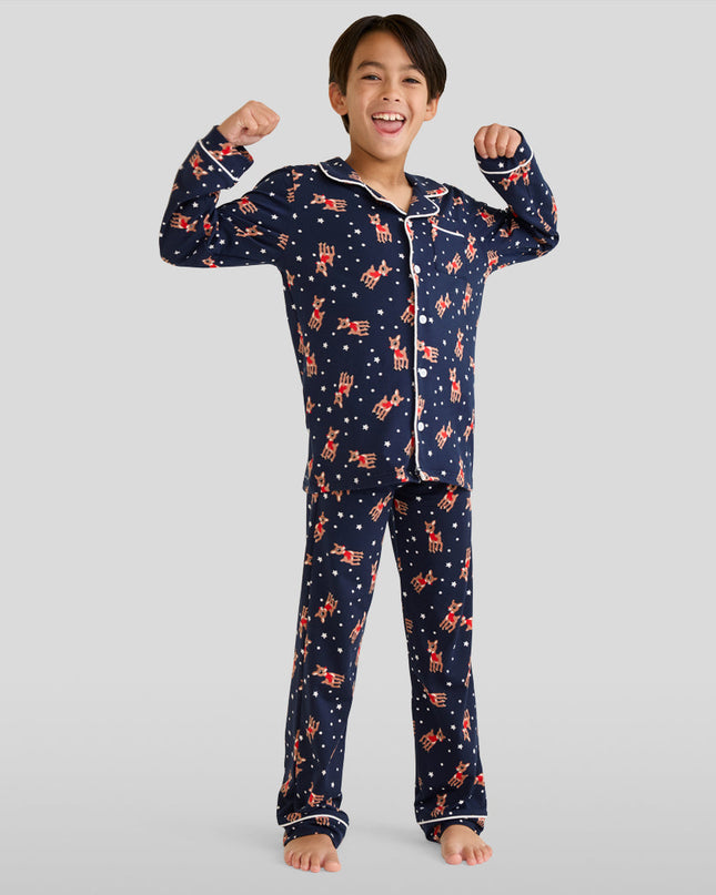 Boy's Rudolph Lapel Pajama Set