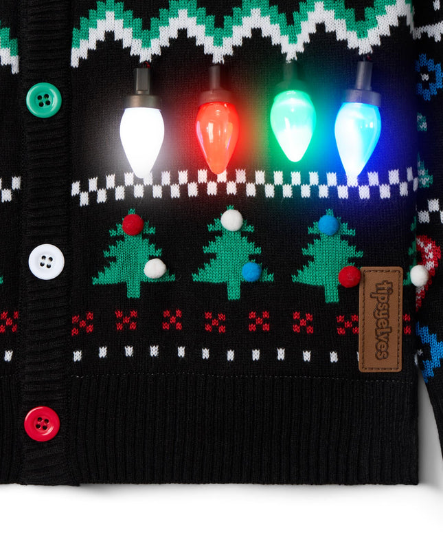 Boy's Fair Isle Rudolph Light Up Christmas Cardigan Sweater