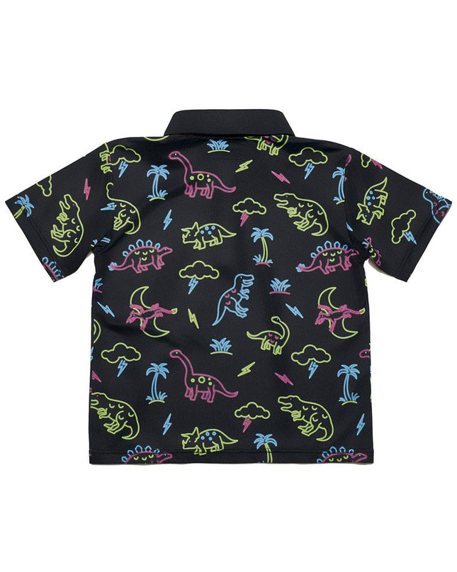Toddler Boy's Neon Dinosaur Golf Polo