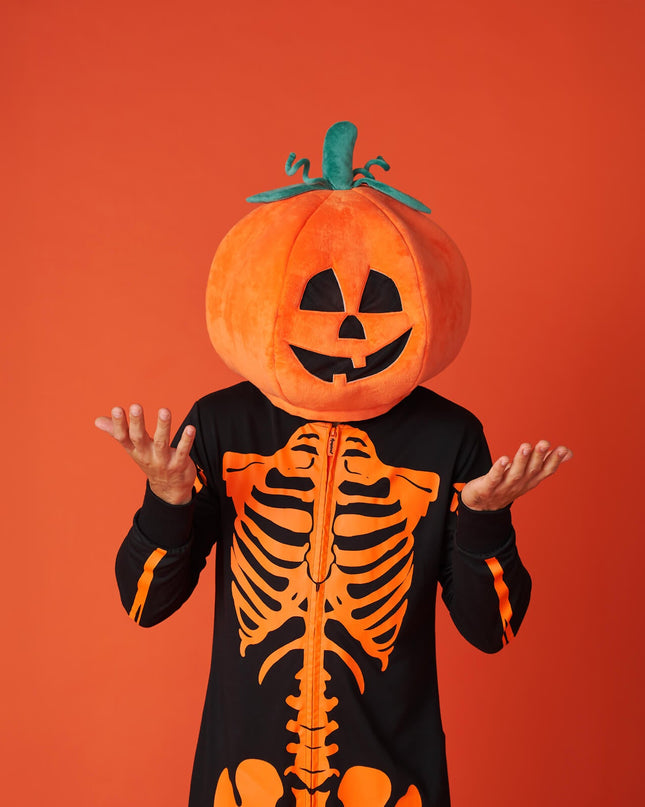 Men's Pumpkin Head Skeleton Costume