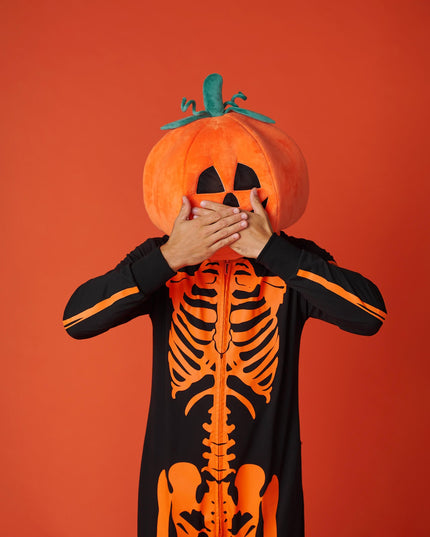Men's Pumpkin Head Skeleton Costume
