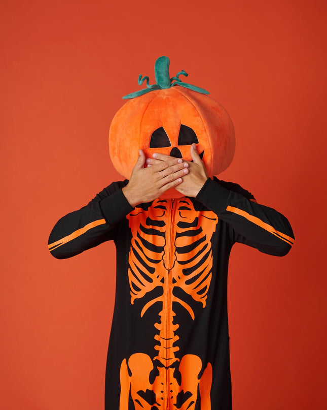 Men's Pumpkin Head Skeleton Costume